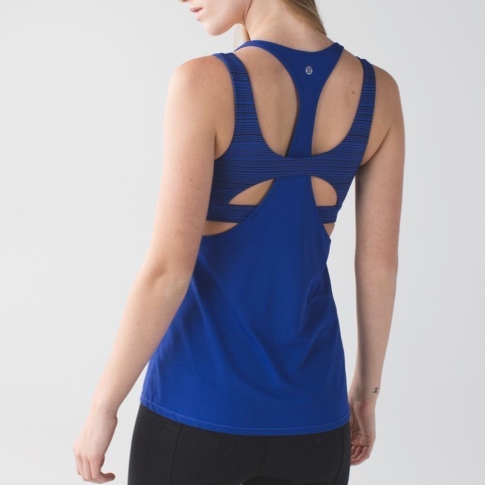 All Sport Support Tank in Kanto Stripe Sapphire